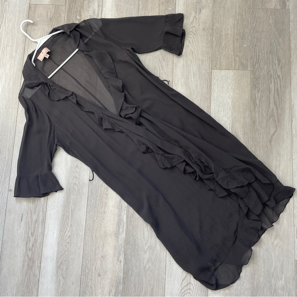 Fenn Wright Manson Silk Coverup ruffle midi womens Gray size 14 minimalist swim